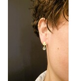 Katwalk Zilver Vergulde oorsteker met groenblauw steentje