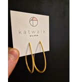 Katwalk Zilver Vergulde oorstekers - rond gebogen staafje