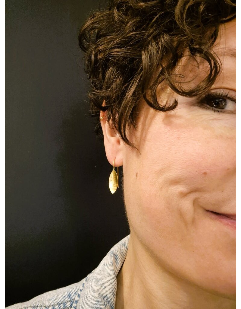 Katwalk Zilver Verguld zilver oorhanger - bladvormig kuipje