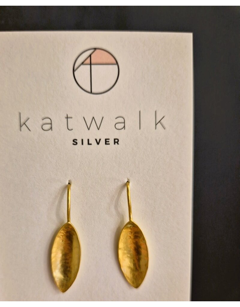 Katwalk Zilver Verguld zilver oorhanger - bladvormig kuipje