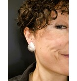 Katwalk Zilver Zilver oorsteker - gehamerde drup XL