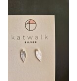 Katwalk Zilver Zilver oorstekers - blaadje met mini parel
