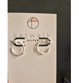 Katwalk Zilver Zilver oorsteker - ringen - fijne golf