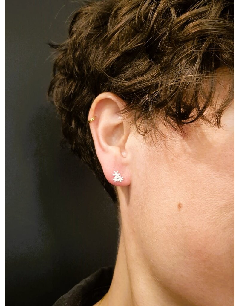 Katwalk Zilver Zilver oorsteker -bloemetjes trio