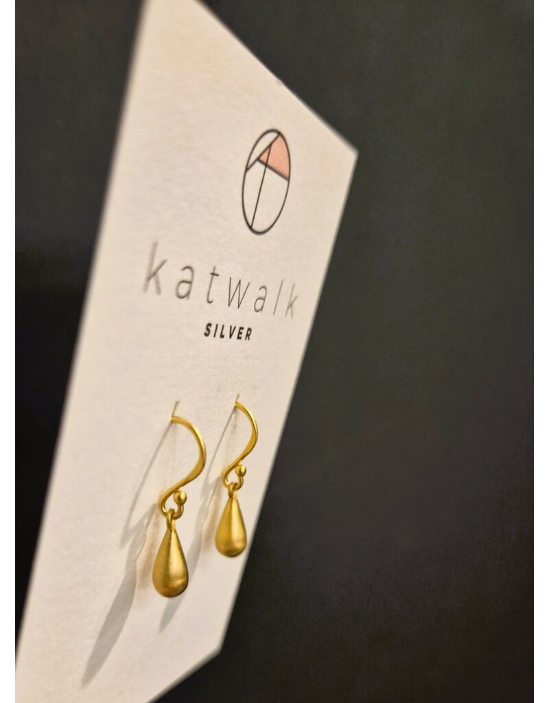 Katwalk Zilver Verguld zilver oorhanger met vergulde drup