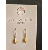 Katwalk Zilver Verguld zilver oorhanger met vergulde drup