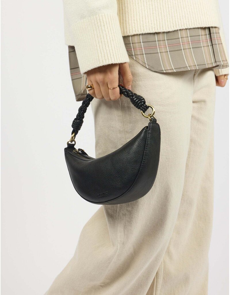 O MY BAG Leo Mini Twisted Handle - Black soft grain leather