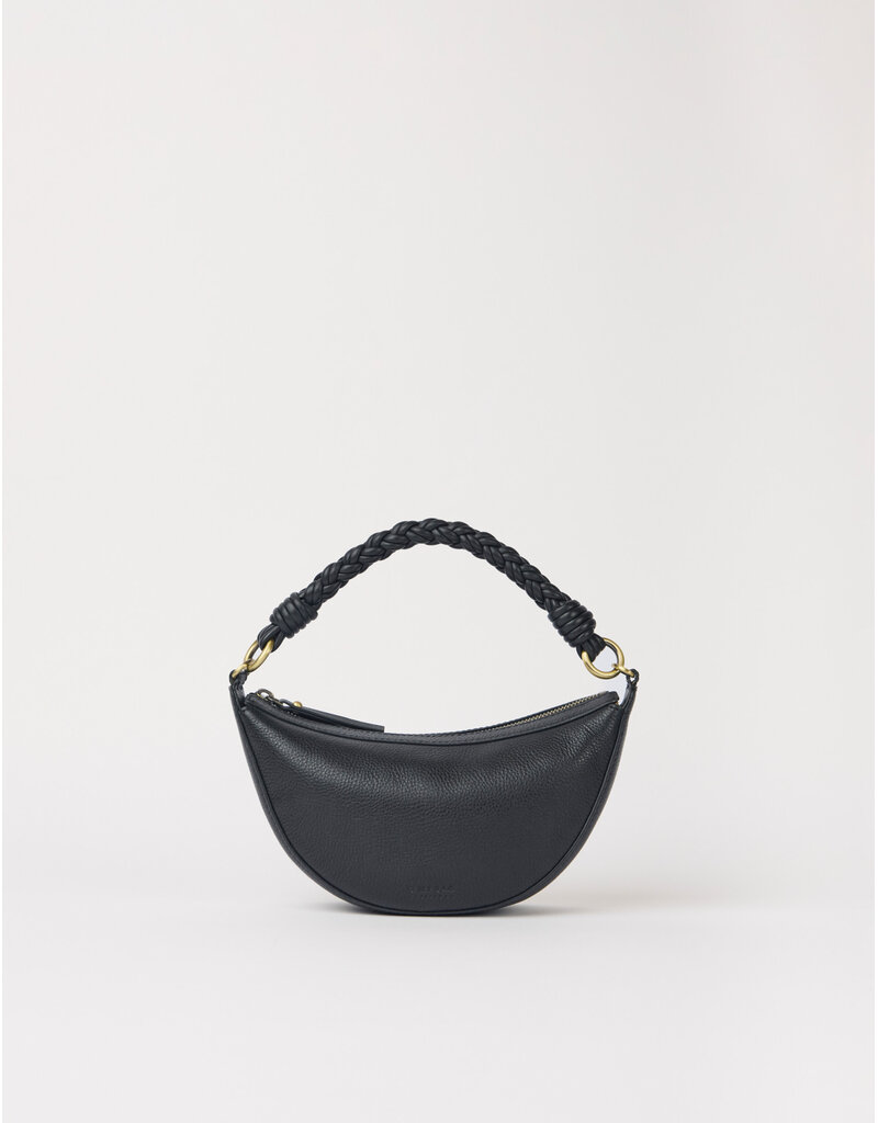 O MY BAG Leo Mini Twisted Handle - Black soft grain leather