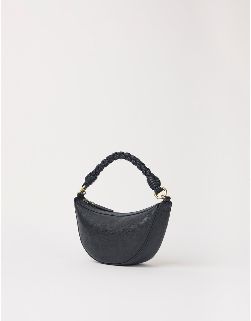 O MY BAG Leo Mini Twisted Handle - Black soft grain leather