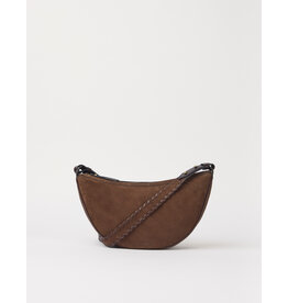 O MY BAG Leo Midi Crossbody Strap Chocolate Suède with classic leather