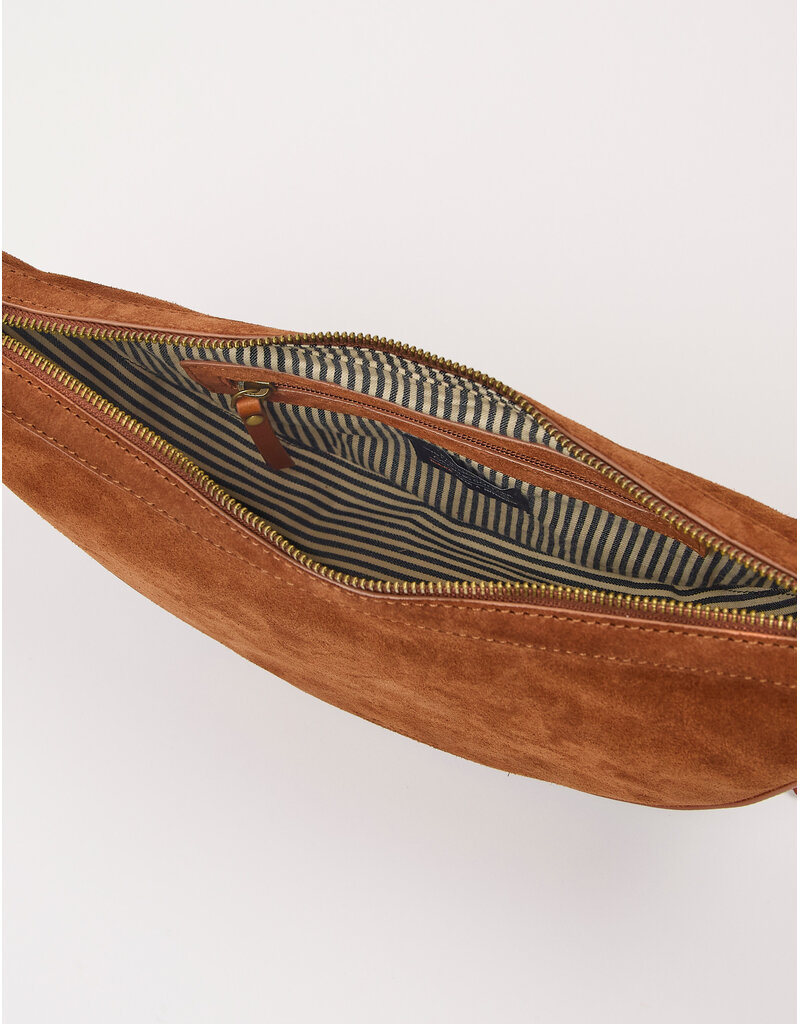 O MY BAG Leo Midi Crossbody Strap Cognac Suède with classic leather