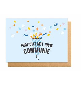 Enfant Terrible Dubbele wenskaart 'Proficiat met jouw communie'
