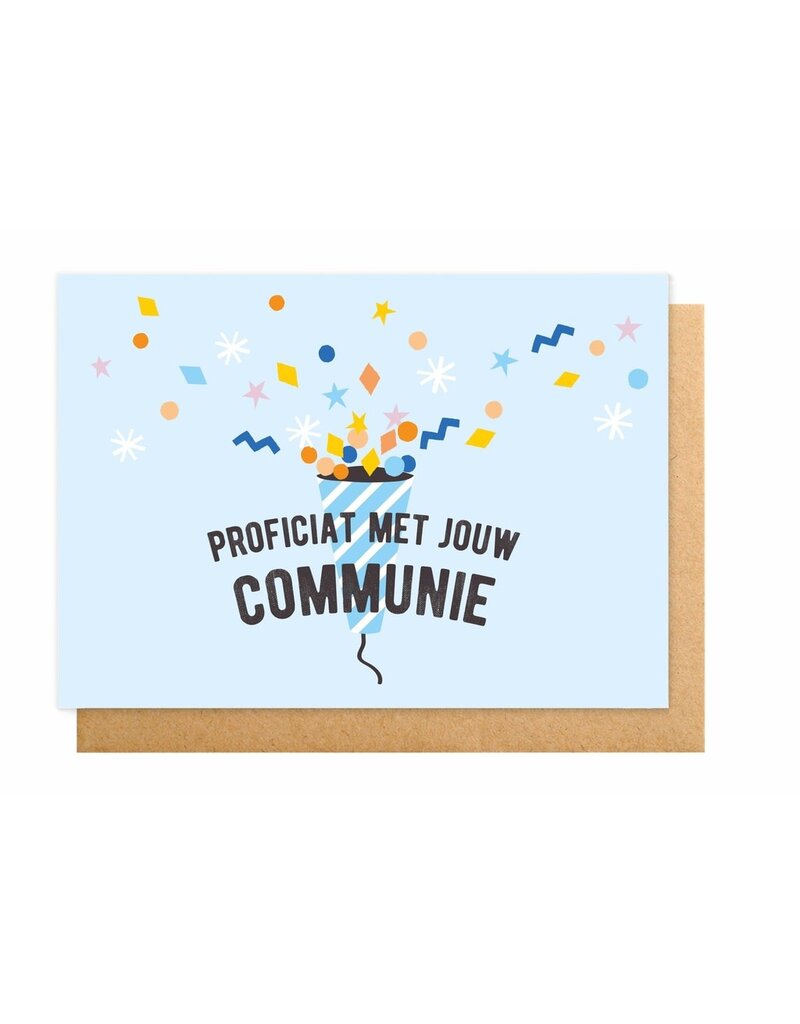 Enfant Terrible Dubbele wenskaart 'Proficiat met jouw communie'