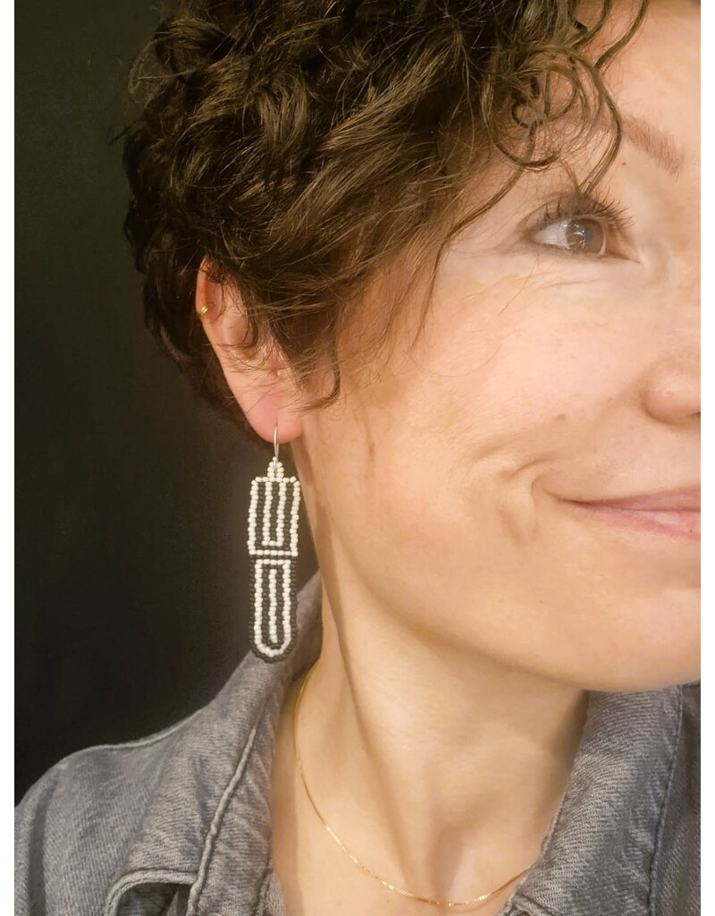 Adelina Oorhanger Rozanne - zwart/wit