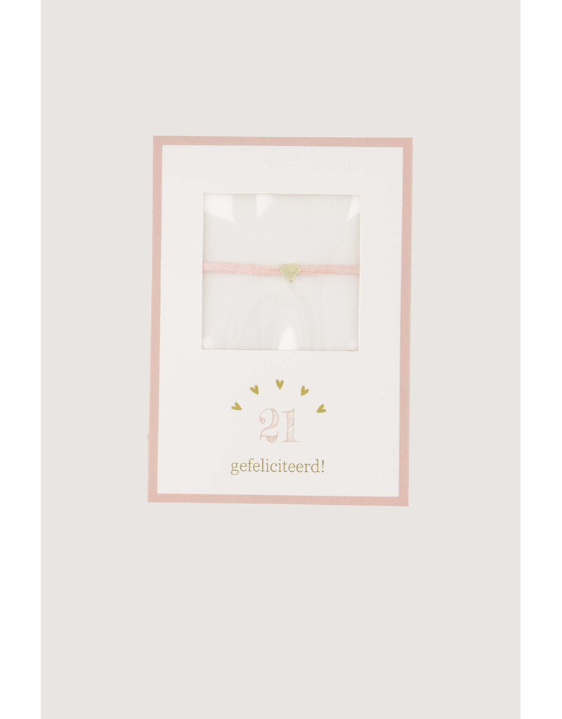 Zusss Armbandje met hartje '21 gefeliciteerd'