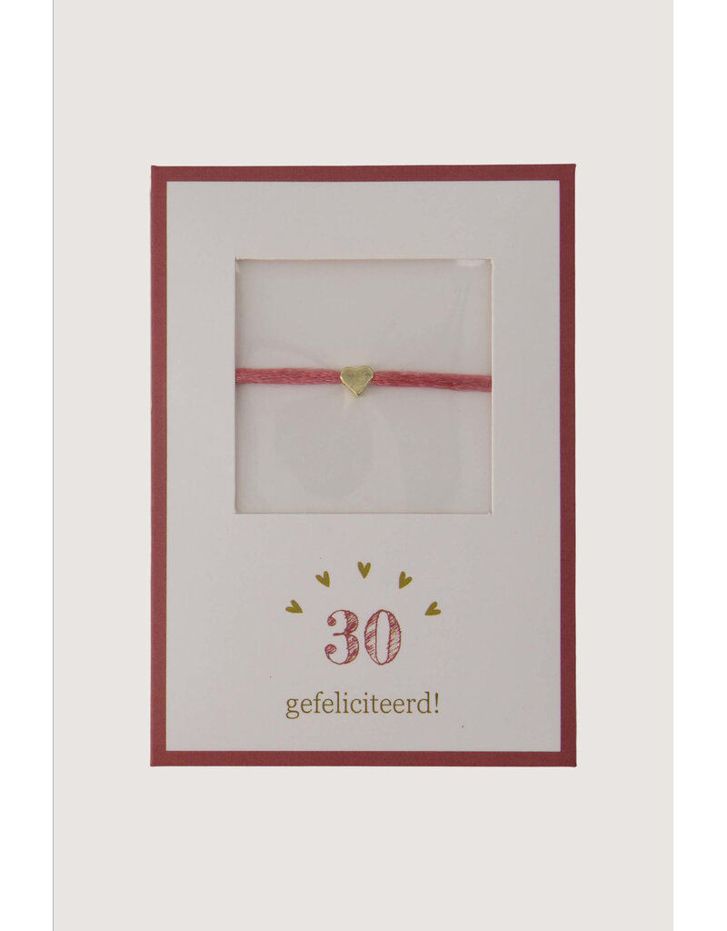 Zusss Armbandje met hartje '30 gefeliciteerd'