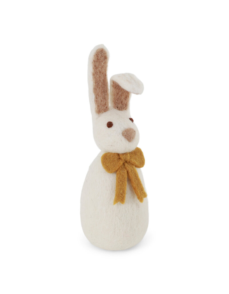 Gry & Sif Konijn in vilt - 'Big Bunny with bow' - White - 20 x 6 cm