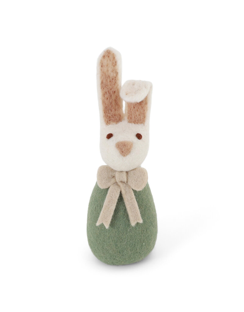 Gry & Sif Konijn in vilt - 'Big Bunny with bow' - Green - 20 x 6 cm