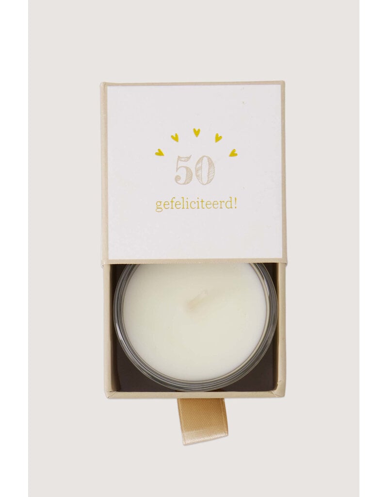 Zusss Geurkaarsje glas in doosje '50 gefeliciteerd'