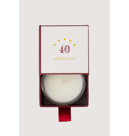 Zusss Geurkaarsje glas in doosje '40 gefeliciteerd'