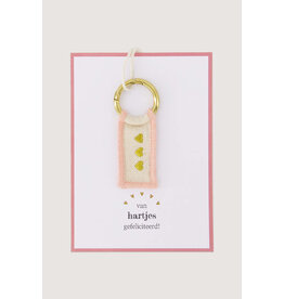 Zusss Sleutelhanger met wenskaart 'van hartjes gefeliciteerd'