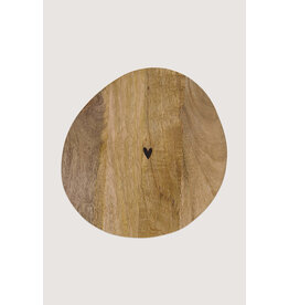 Zusss Ronde houten serveerplank met hartje