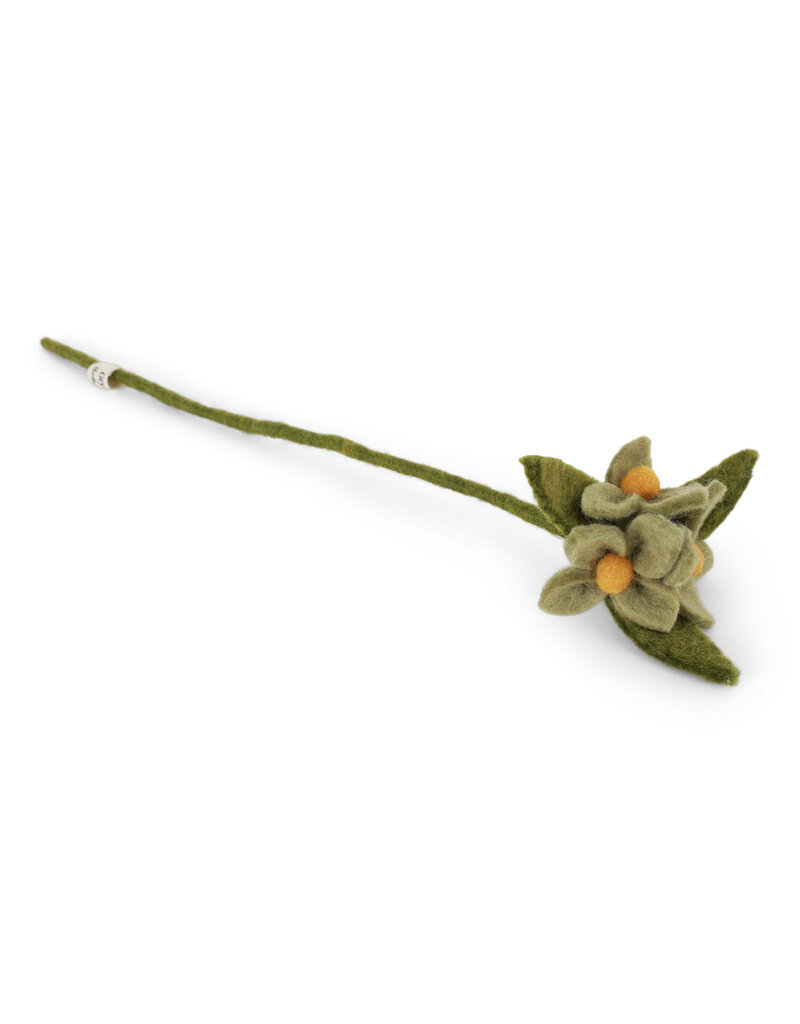 Gry & Sif Muntgroene bloemen op takje - 34 cm