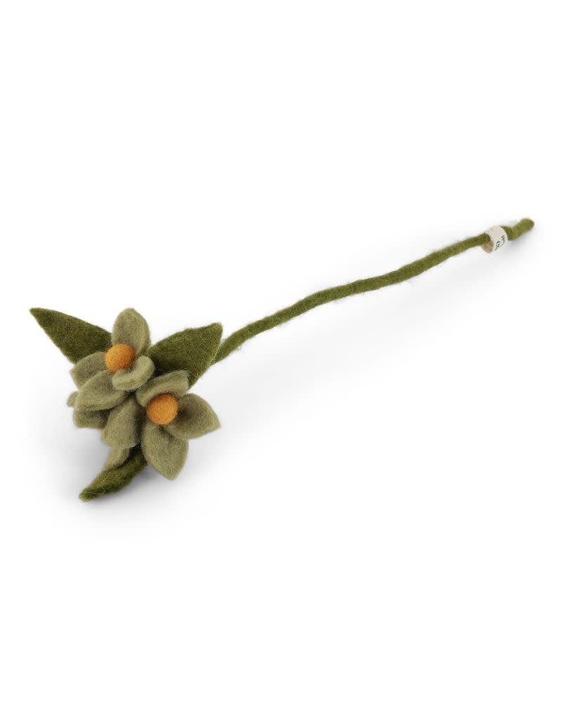 Gry & Sif Muntgroene bloemen op takje - 34 cm