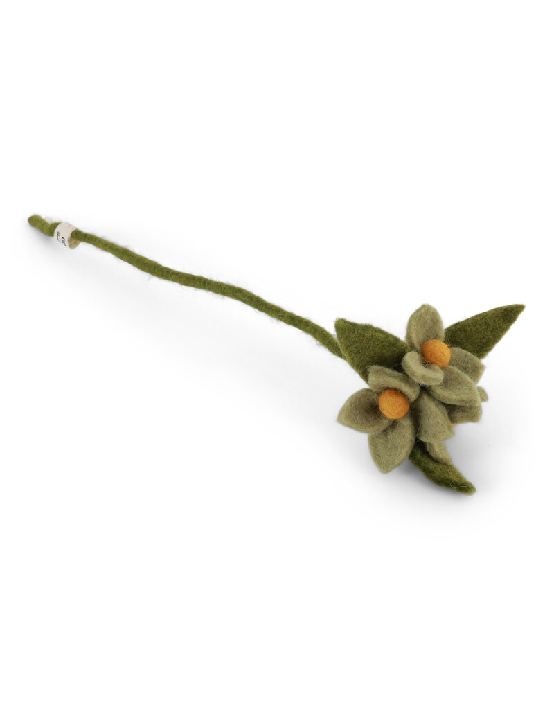 Gry & Sif Muntgroene bloemen op takje - 34 cm