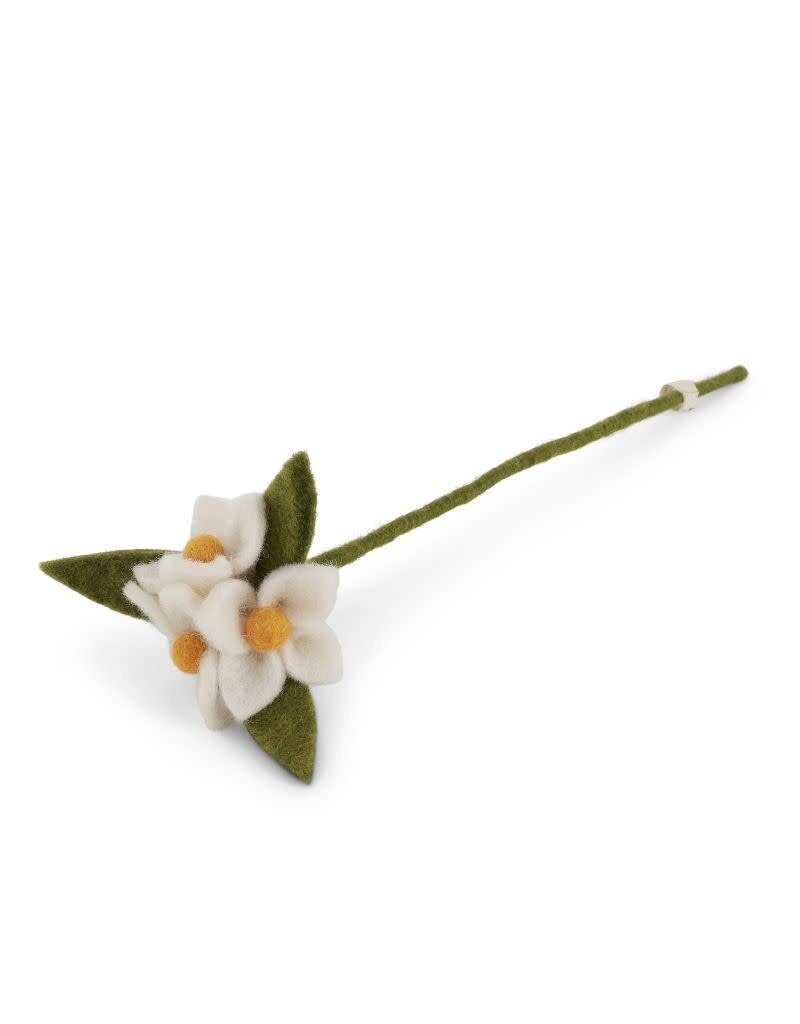 Gry & Sif Witte bloemen op takje - 34 cm