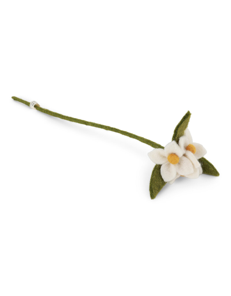 Gry & Sif Witte bloemen op takje - 34 cm