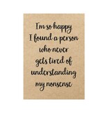 Beezonder Postkaart - 'so happy I found the person...'