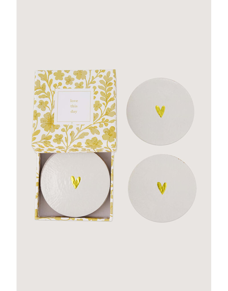 Zusss Set van 6 onderzetters (coasters) met hartje 'Love this day'