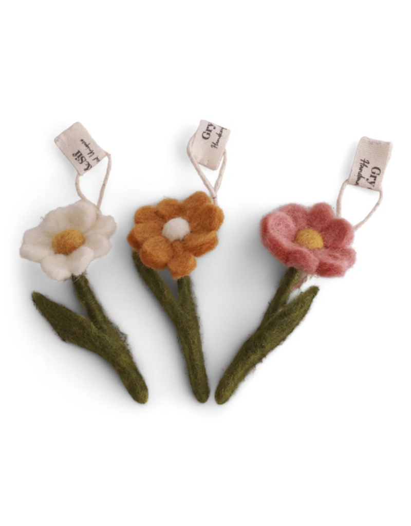 Gry & Sif Set van 3 mini anemonen - Yellow - 7 cm