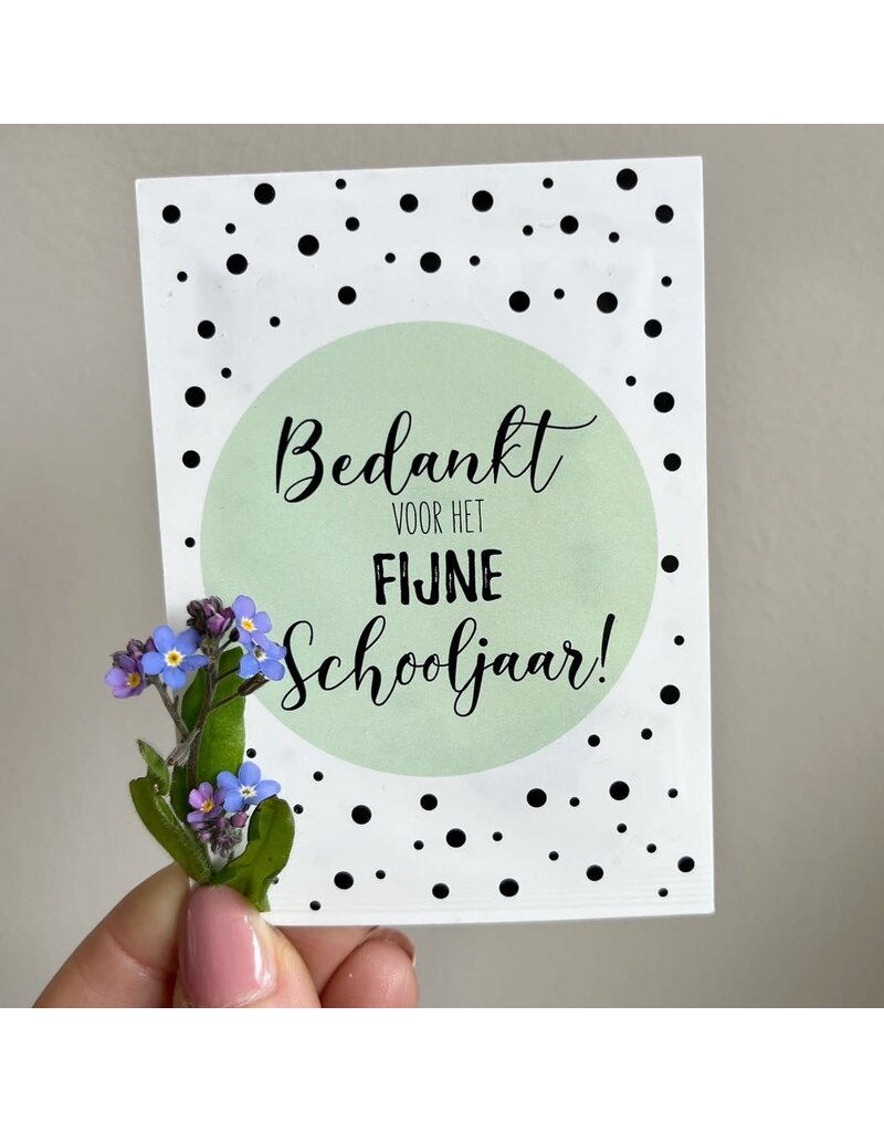 Sproetiz Zakje met bloemenzaadjes 'Vergeet-me-niet-je' - 'Bedankt voor het fijne schooljaar