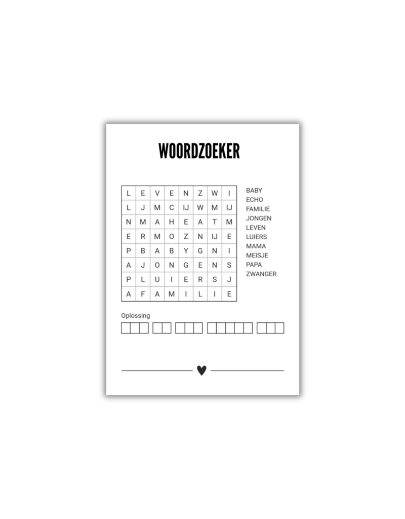 Kaart met woordzoeker 'Wil jij mijn meter zijn?'