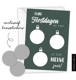 Hippekaartjes Kerstkaart kraskaart DIY inclusief envelop - groen/ zilver