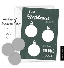 Hippekaartjes Kerstkaart kraskaart DIY inclusief envelop - groen/ zilver