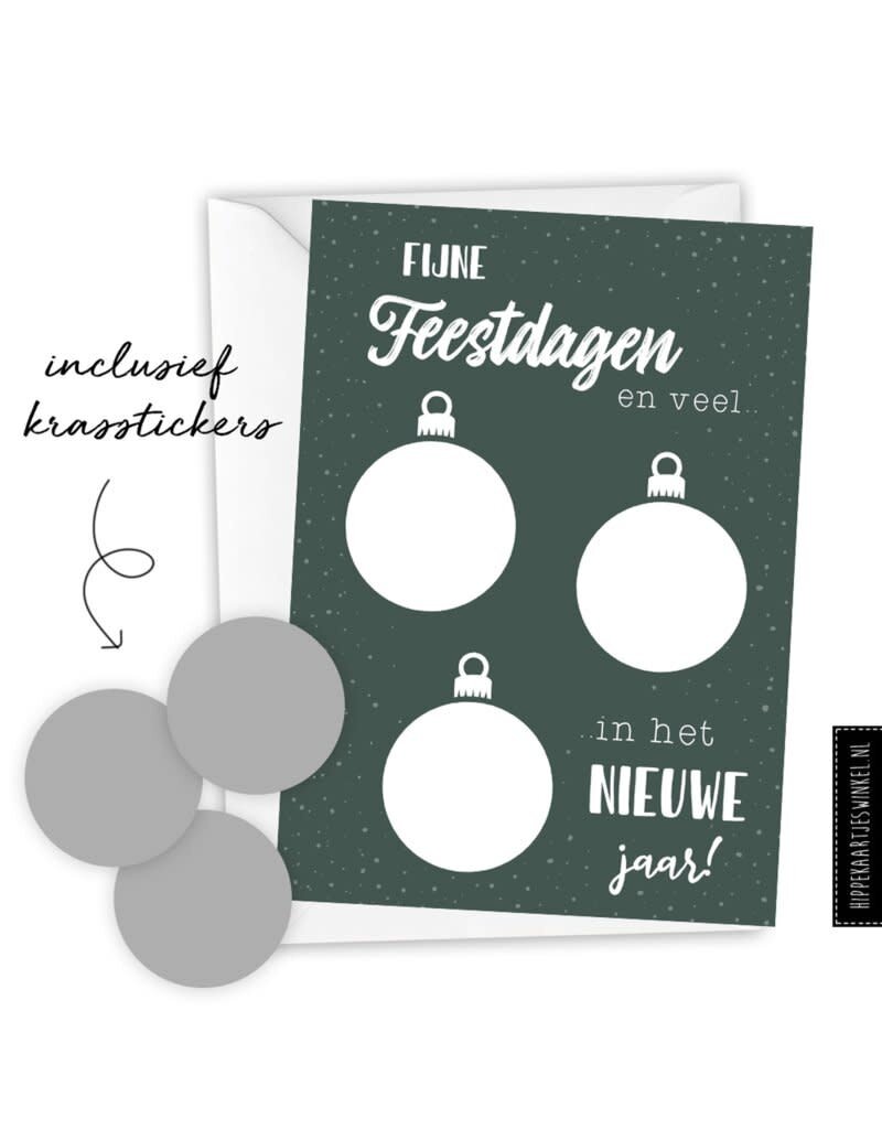 Hippekaartjes Kerstkaart kraskaart DIY inclusief envelop - groen/ zilver