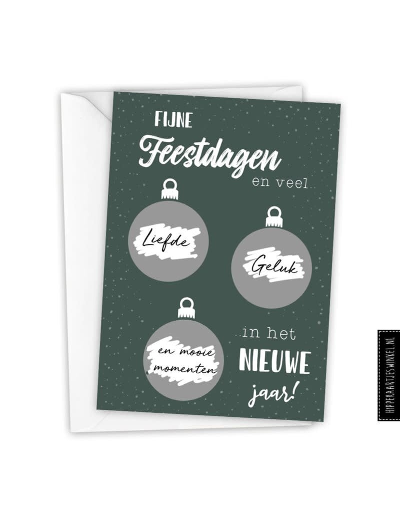 Hippekaartjes Kerstkaart kraskaart DIY inclusief envelop - groen/ zilver