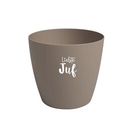 Sproetiz Bloempotje 'Liefste juf' - taupe (zonder plantje)