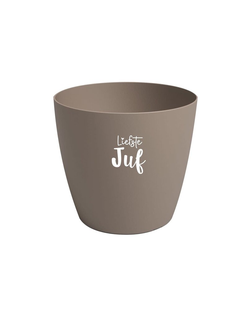 Sproetiz Bloempotje 'Liefste juf' - taupe (zonder plantje)