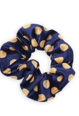 Scrunchie stip blauw beige velvet