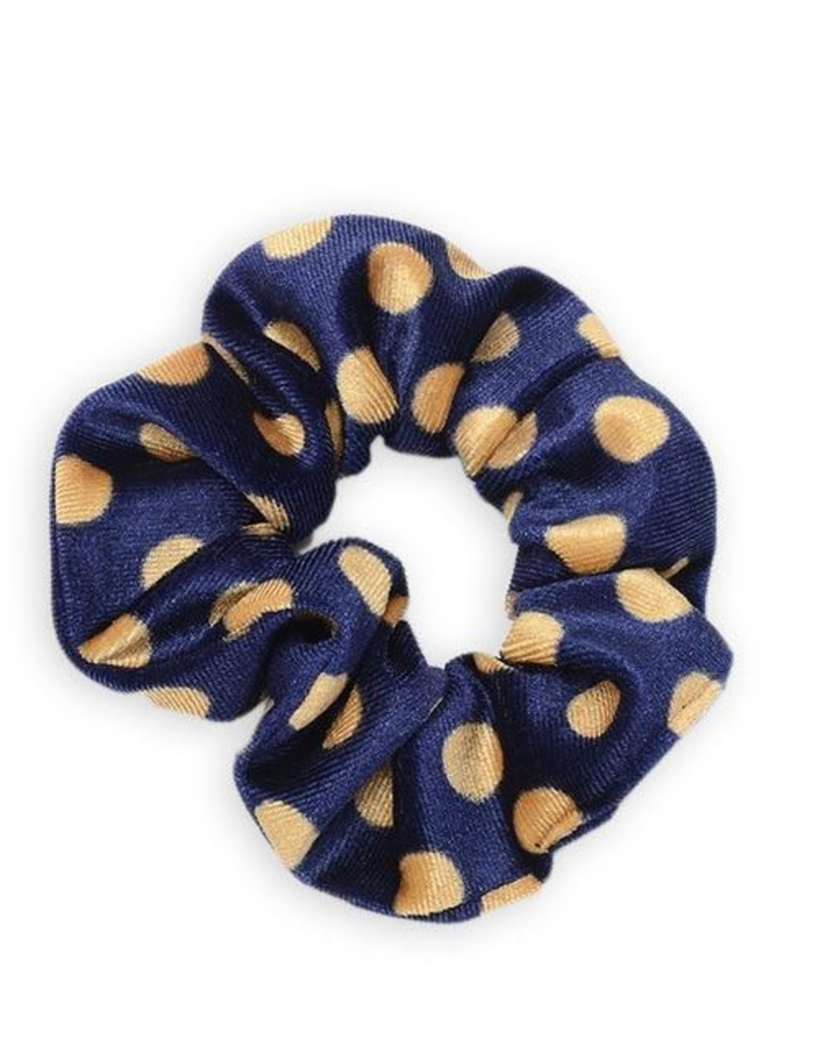 Scrunchie stip blauw beige velvet