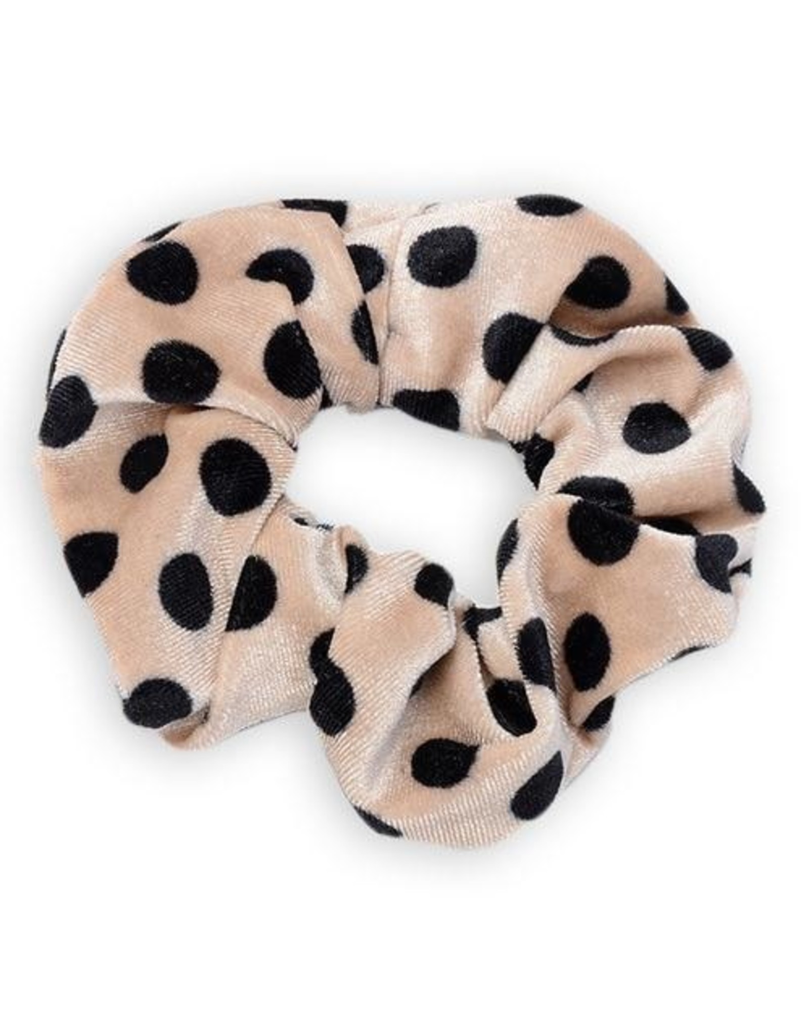 Scrunchie stip beige zwart velvet