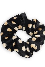 Scrunchie stip zwart beige velvet