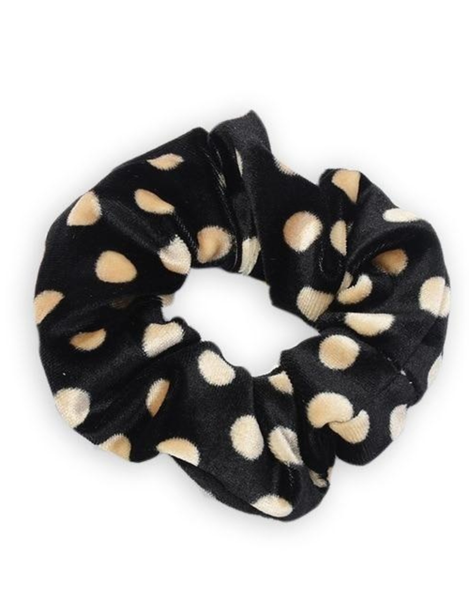 Scrunchie stip zwart beige velvet