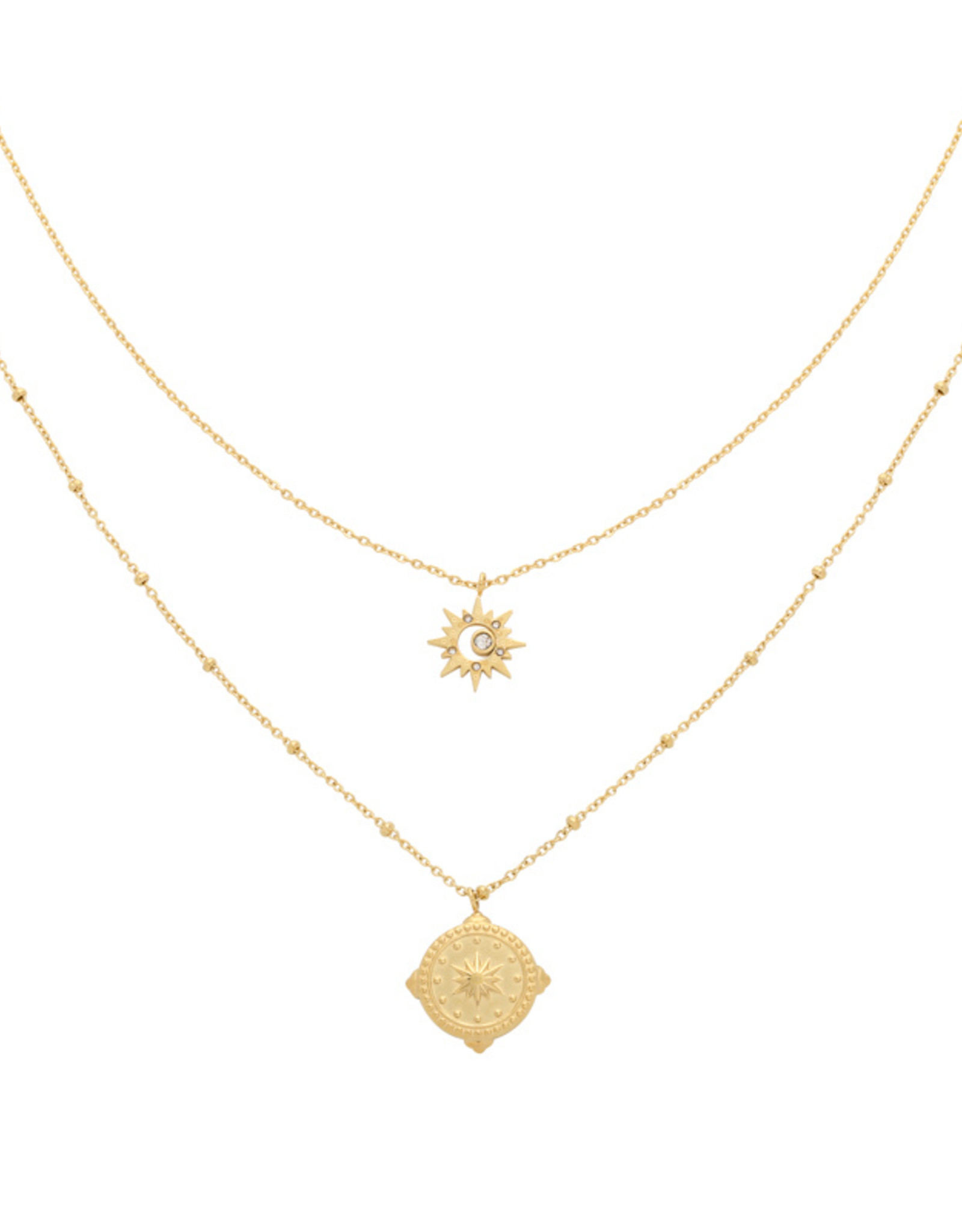 Ketting compass stars - goud