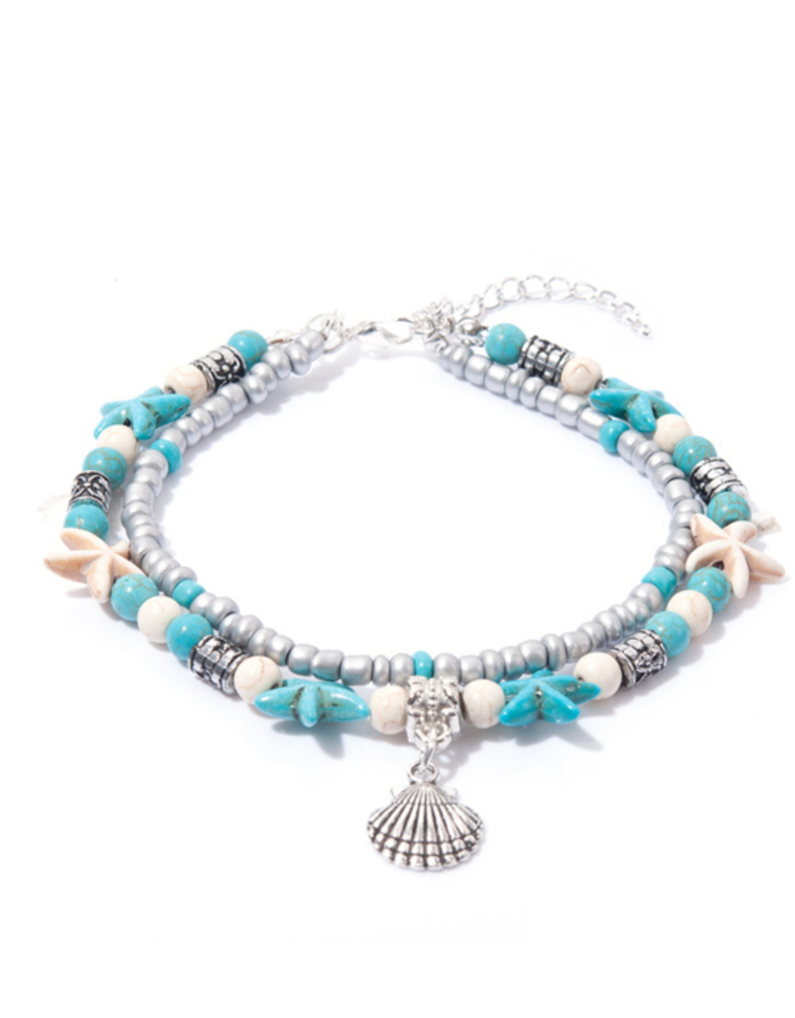 Enkelbandje turquoise shell