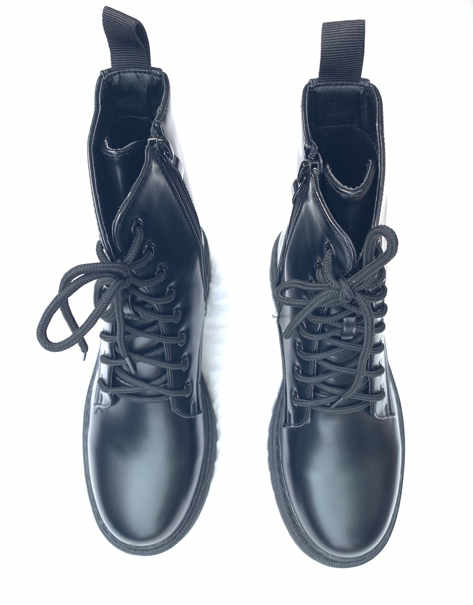 Hoge Witte Lederlook Veter Boots met Plateauzool - Uwantisell.nl